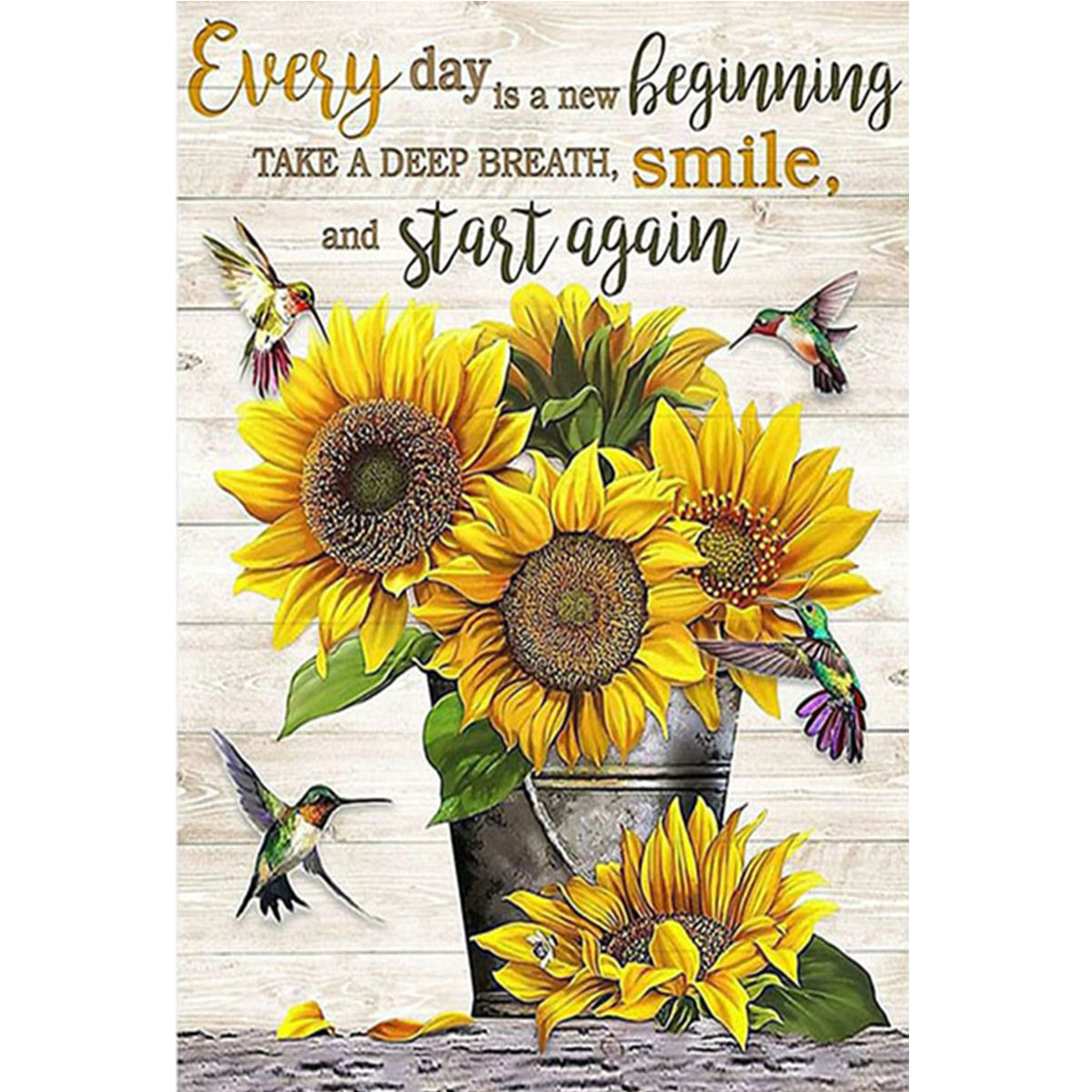 Resin Art Quote - Sunflower Hummingbird With Inspirational Quote Diy