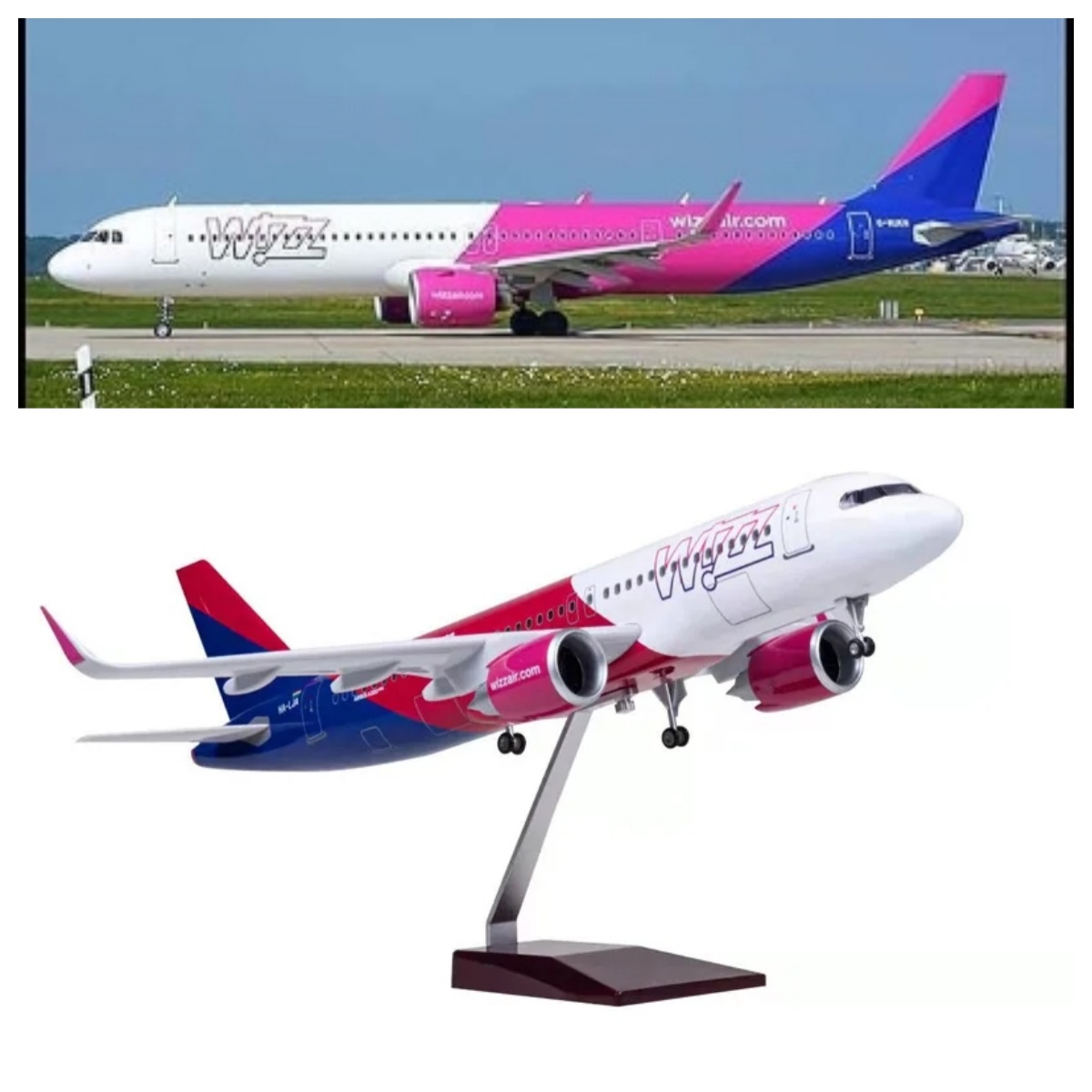 Resin Art For Kids - Wizzair Plane Model 47cm 1/80 Aircraft
