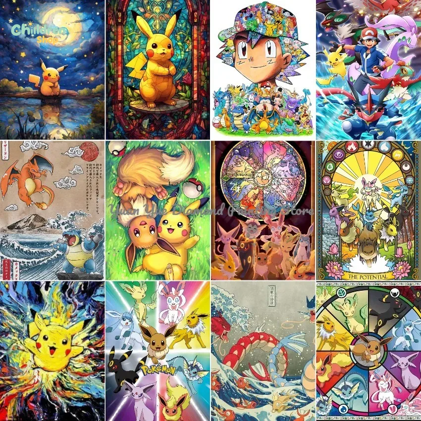 Resin Art For Kids - 1pc Frameless Diamond Painting Pokemon Pikachu