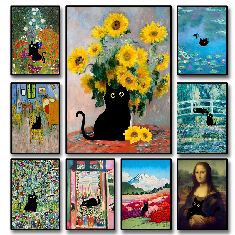 Resin Art Work - Funny Black Cat World Famous Painter