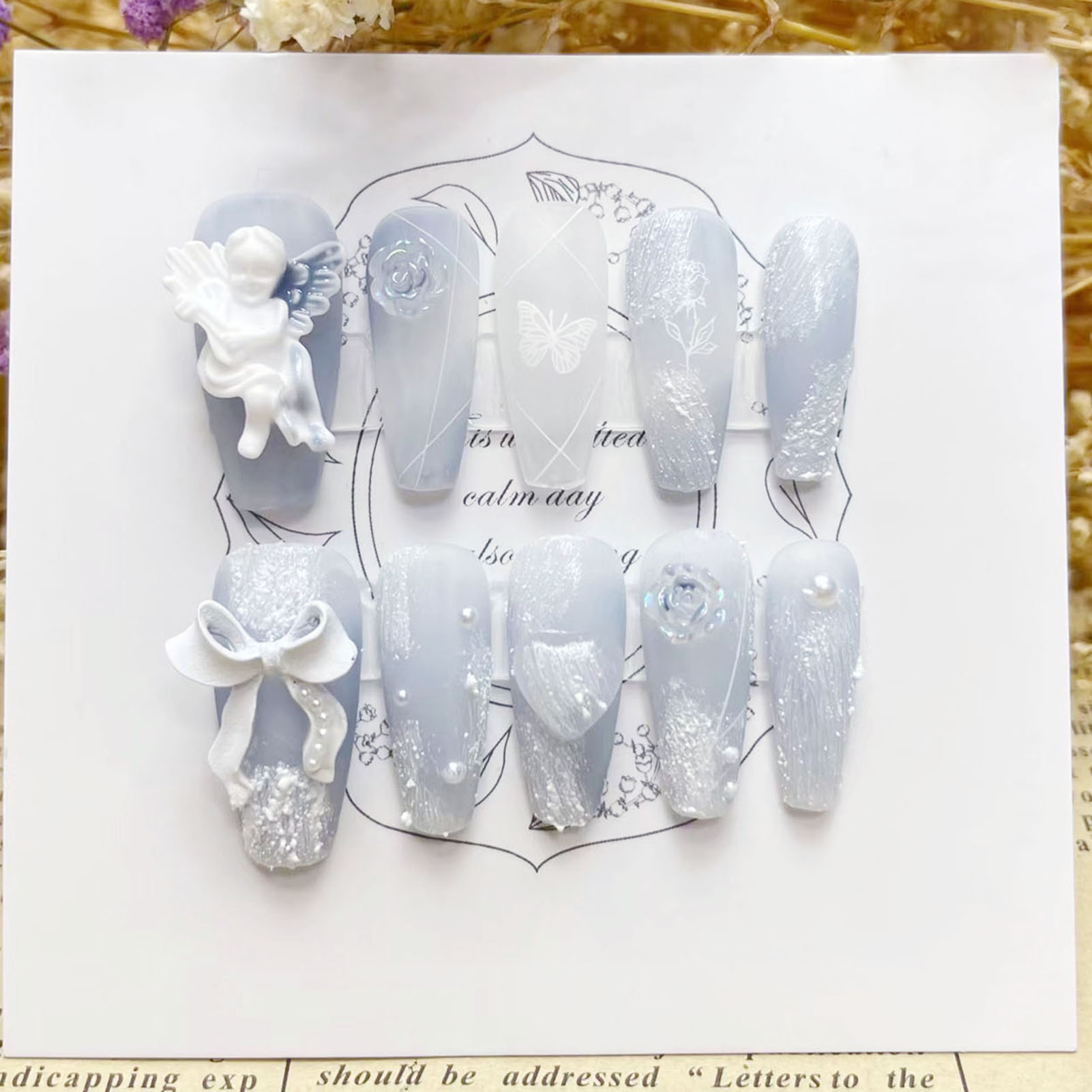 3D Plaster Angel False Nails G - Resin Art Flowers review and price