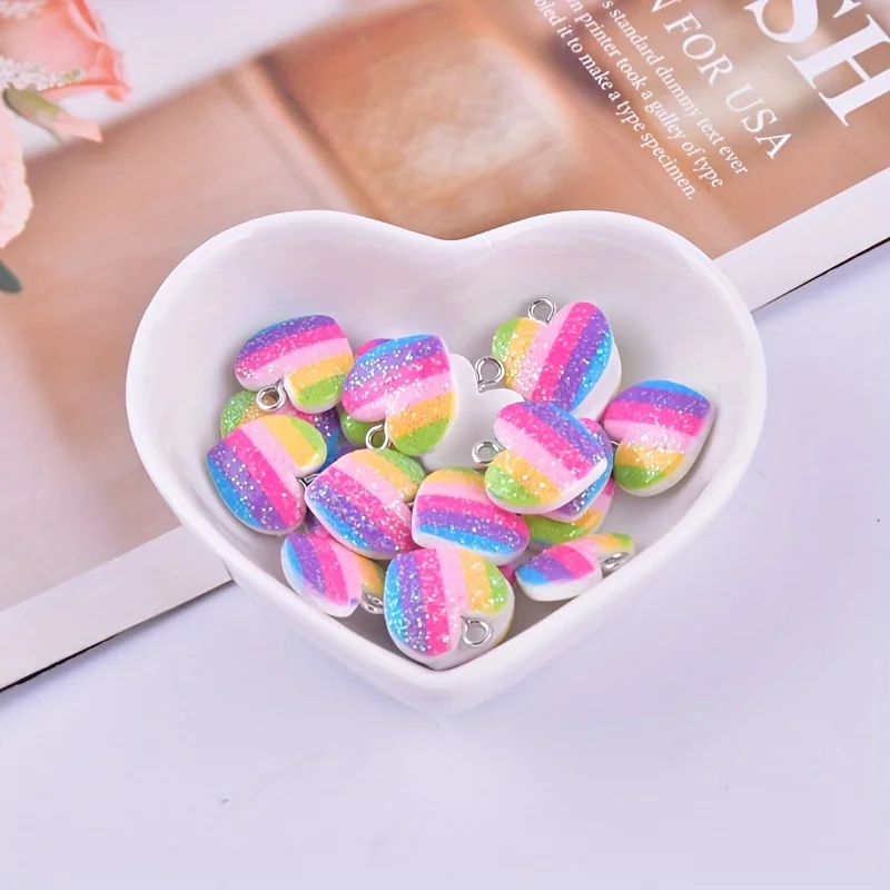 10Pcs Colorful Heart Resin Cha - Resin Art Kits For Adults review and price