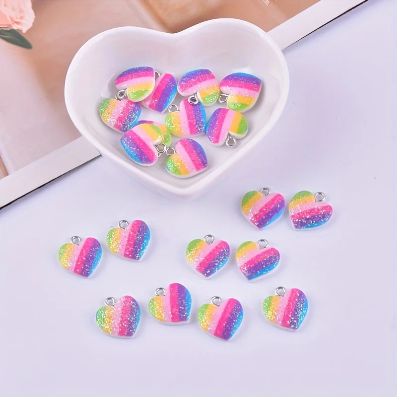 10Pcs Colorful Heart Resin Cha - Resin Art Kits For Adults review and price