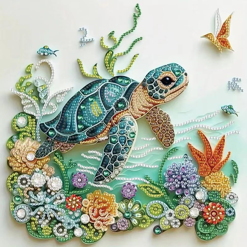 Sea Turtle Animal Diamond Pain - Resin Art Flowers review and price
