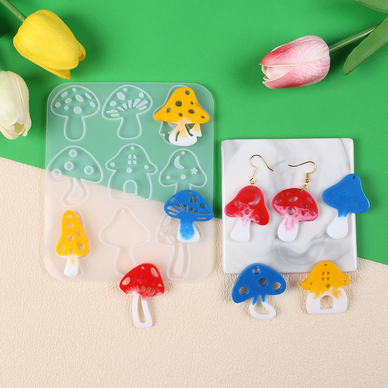Multi Style Mushrooms Earring  - Resin Art Glue review and price