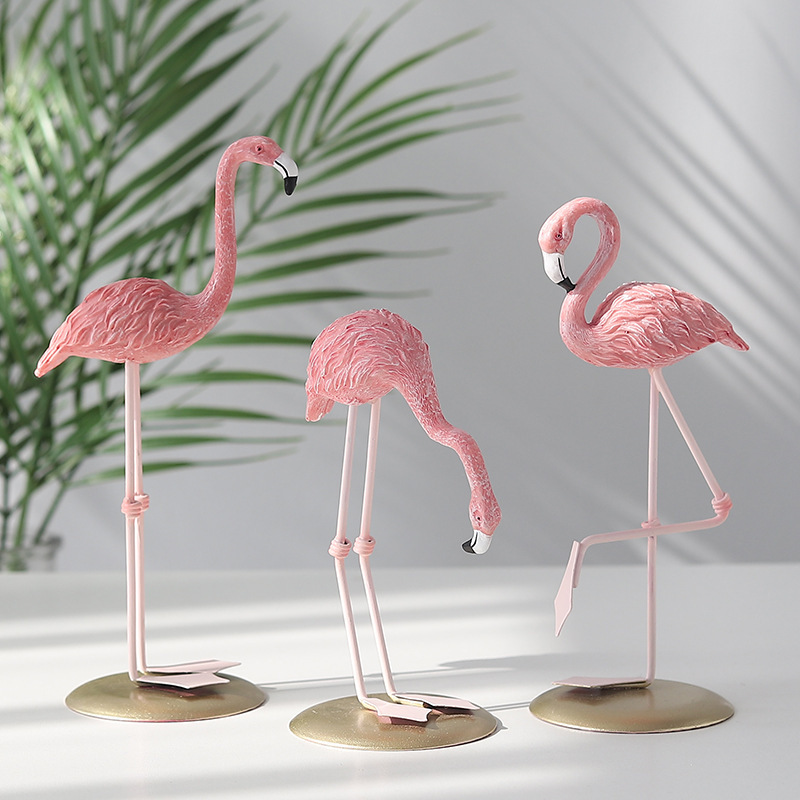 3PCS Pink Flamingo Figurines T - Resin Art Wedding Gift review and price