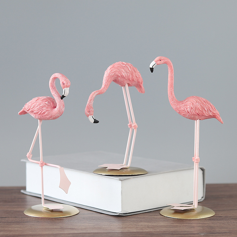 3PCS Pink Flamingo Figurines T - Resin Art Wedding Gift review and price
