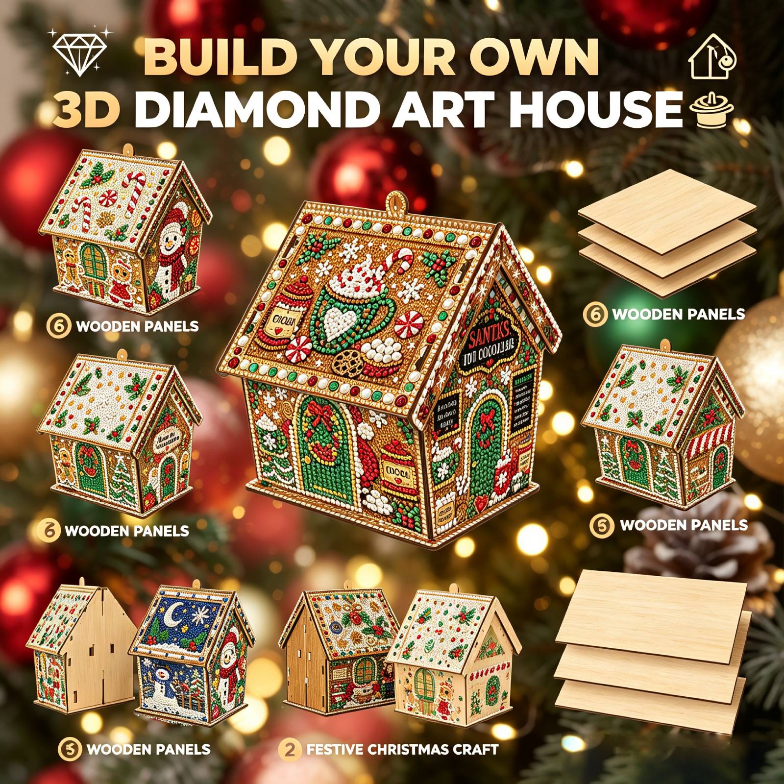 DIY Wooden Christmas House Dia - Xmas Resin Art review and price