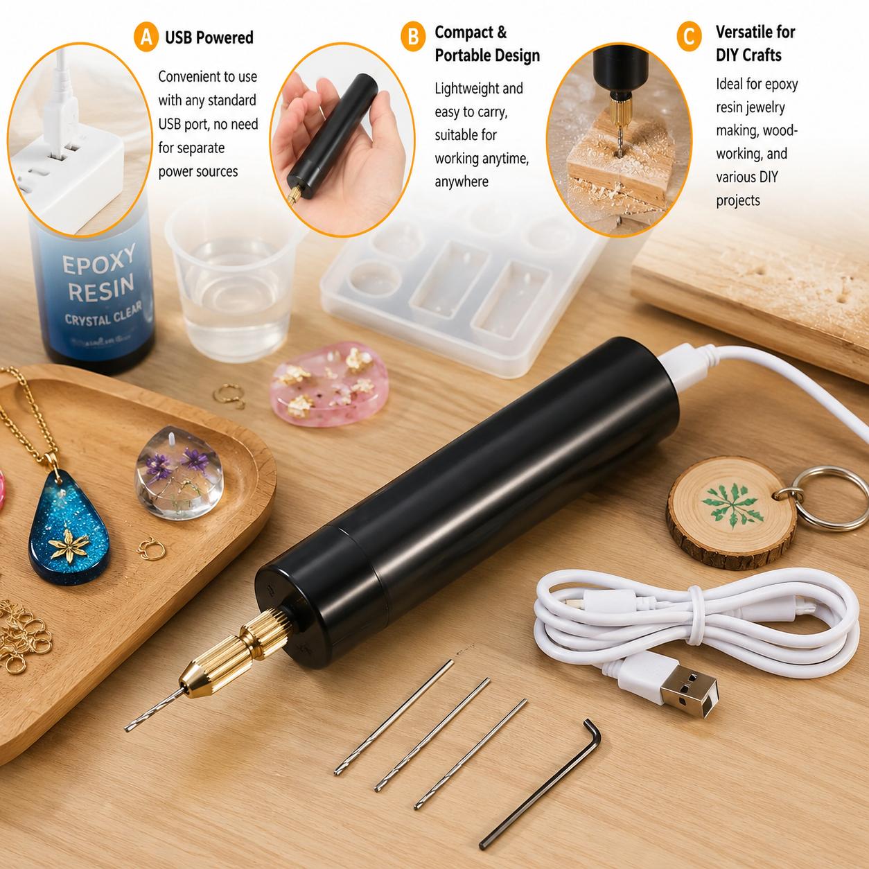 Mini Electric Drill USB Powere - Resin Art A Keychain review and price